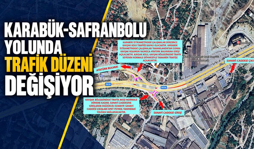 KARABÜK-SAFRANBOLU YOLUNDA TRAFİK DÜZENİ DEĞİŞİYOR