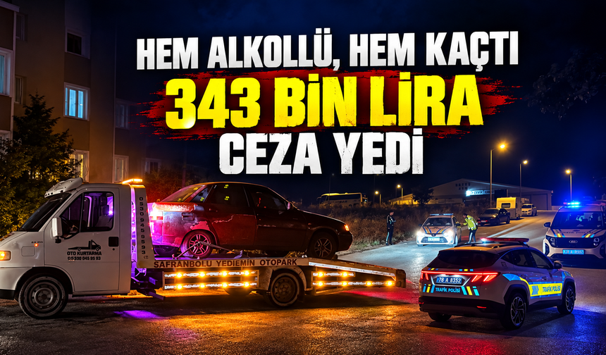 HEM ALKOLLÜ, HEM KAÇTI 343 BİN LİRA CEZA YEDİ